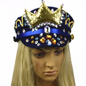 Noua coroana albastra de safir Lyjenny Palarie de carnaval brazilian cu diamante Pălării pălărie din paiete realizate la comandă