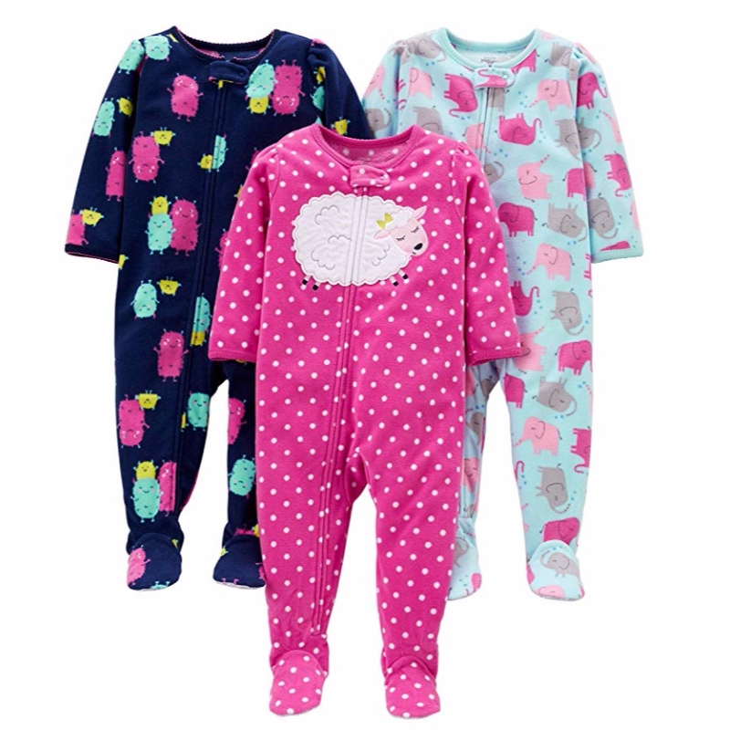 Îmbrăcăminte de dormit pijamale cu picior fleece, cu 3 pachete, pentru copii și adolescenți Carter