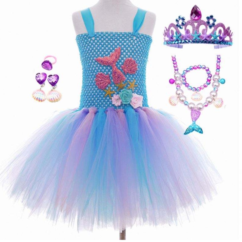 2022 Best Sell Kids Halloween Cosplay Costum Costum Tutu Little Mermaid Costum HCMM-017