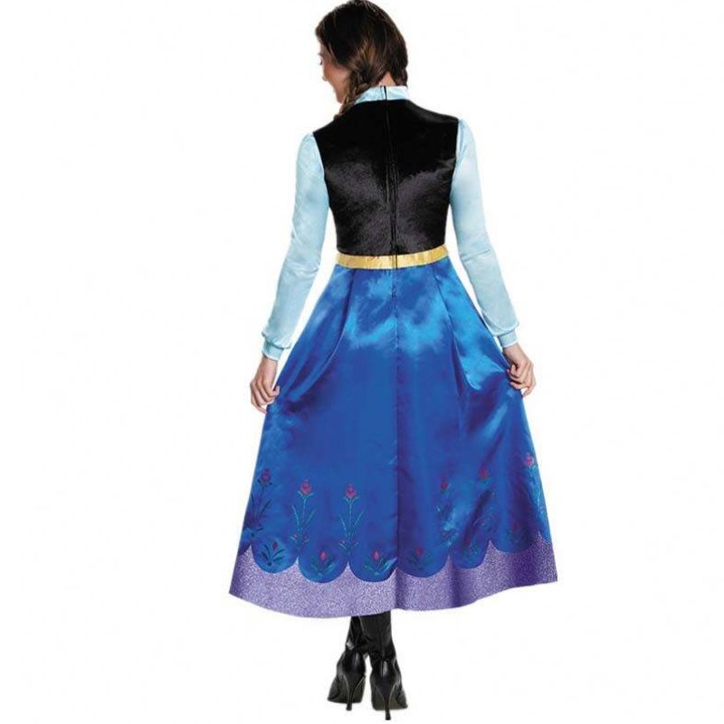 Cel mai bun vânzător 2022 Adult Elsa Anna Cosplay Femeie de Halloween Costum Prințesă Rochie Adult Anna Costum cu Cloak HCGD-053