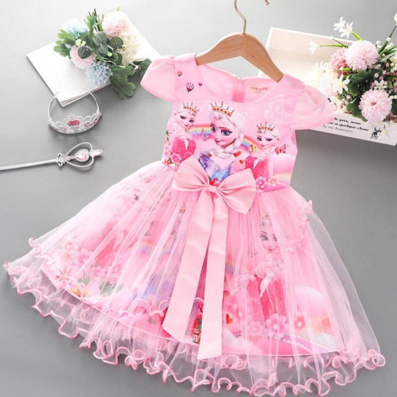 2-8y fete rochie de vară varănouă cu mânecă scurtă prințesă elsa mesh tutu fustă pentru copii \\\\ rochie cosplay pentru copii