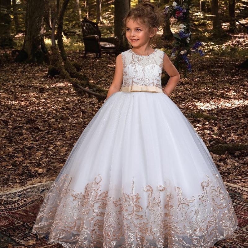 Rochie de flori de fete de vară Elegant din dantelă Elegant prințesă Party Party Rochie Copii Copii Anul Nou Haine denaștere pentru fete