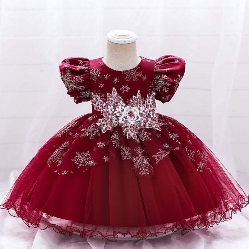 Baige Baby Girl Frocks Design cu mânecă scurtă performanță rochie de dans de dans pentru copii