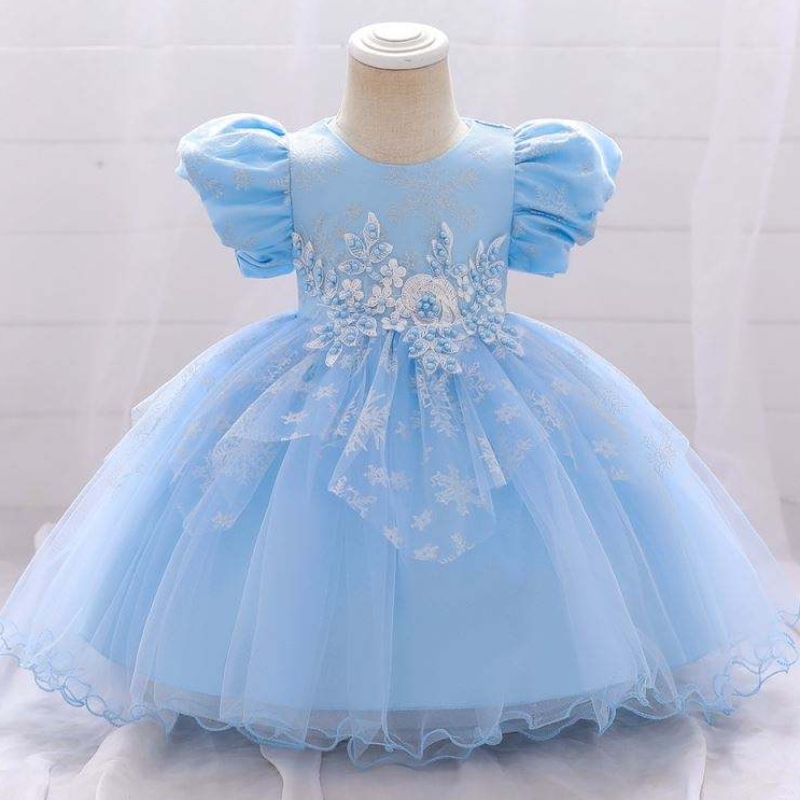 Baige Baby Girl Frocks Design cu mânecă scurtă performanță rochie de dans de dans pentru copii