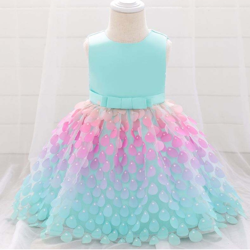 Baige Amazon Top Sale Surați Mermaid Sequin Rochie pentru bebeluși Prințesa Girls Party Rochii de ziua denaștere o piesă pentru fete rochii de petrecere
