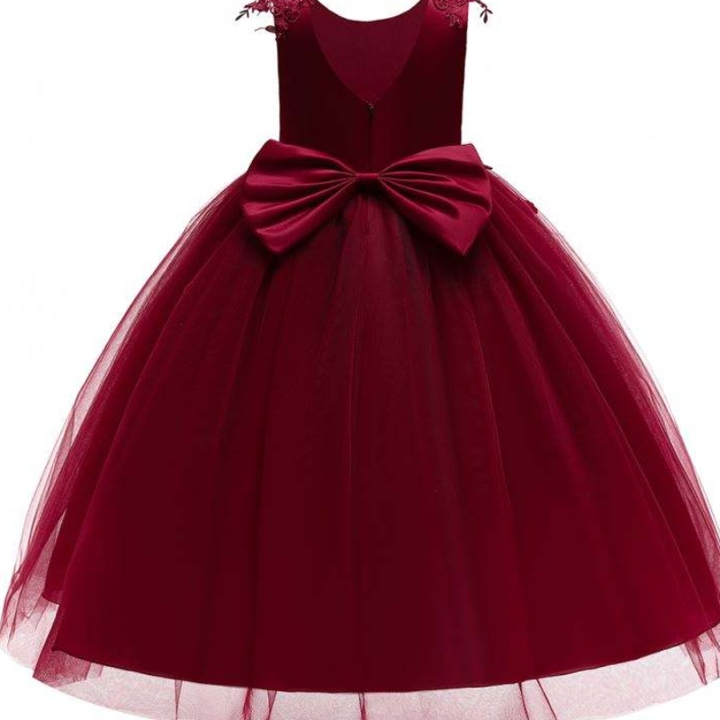 Straturi de prințesă fără mâneci Baige, maroon alb roz roz floare de piele, rochii de petrecere de zi cu flori rochie pentru fată