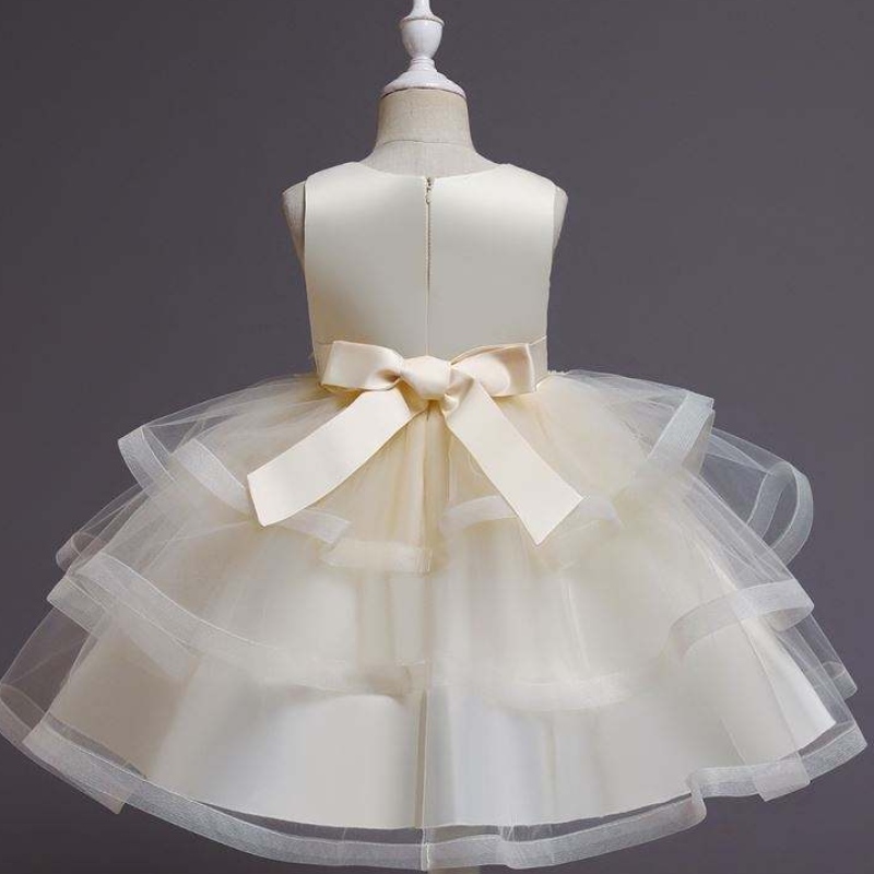 Rochie de fete cu flori Baige rochie pentru copii rochie pentru copii rochie prințesă cu margele de genunchi îmbrăcăminte de ziua denaștere
