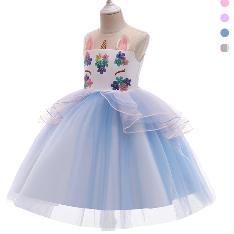 Fancy colorat curcubeu roz halter tutu copil copil bebeluș rochii unicorn fete unicorn prințesă rochie de 3-11 ani fată