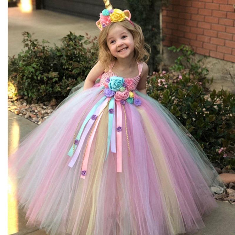 Rochie prințesă pentru copii rochie de plasă de bomboane colorate fustă unicorn tutu pentru fete