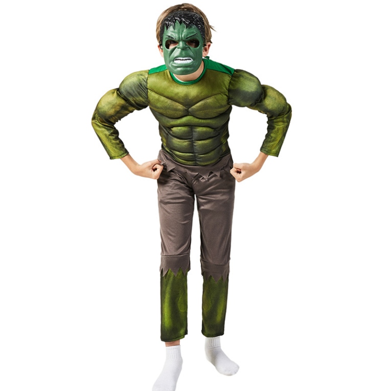 Costume Green Hulking cu Mask Costum Muscle Supereroi Costum de Halloween pentru copii pentru copii pentru copii
