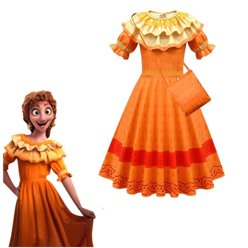 Costum de cosplay Encanto Madrigal Rochie pentru fetiță rochii fanteziste pentru carnaval Halloween Prințesă Ochii Rochie Cercei Mirabel