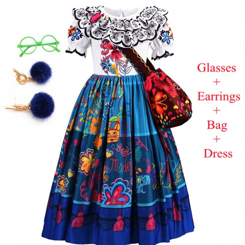 Baige Kids Mirabel Madrigal Costum de film Halloween Carnaval Cosplay Girls Party Party Party Encanto Rochii