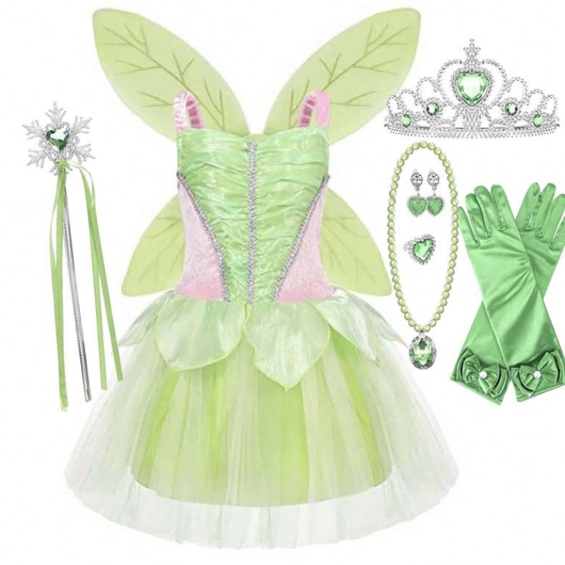 Halloween cosplay pentru fete petreceri de Crăciun cu flori verzi de basm tinker tinker bell ținute cu fluturi seturi de aripi hctb-005