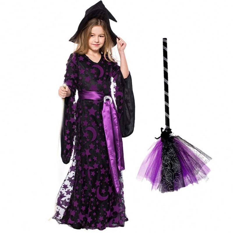 Fete Halloween Dress Up Purple Wicked Witch Rochie cu pălărie HCVM-017