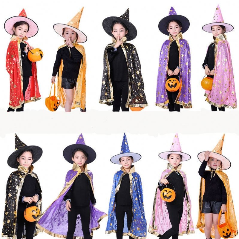 Copii de Halloween Costume Star Vrăjitor Vrăjitorie Cape Cape Robe cu pălărie Patin Cosplay Props Party Birthday Party Mardi Gras Accesorii
