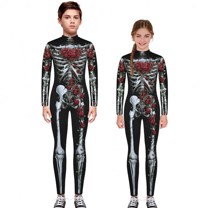 Costume de cosplay înfricoșătoare de Halloween pentru copii Schelet BodySuit Diavol Vampire Carnaval Party îmbrăcăminte de rochie craniu