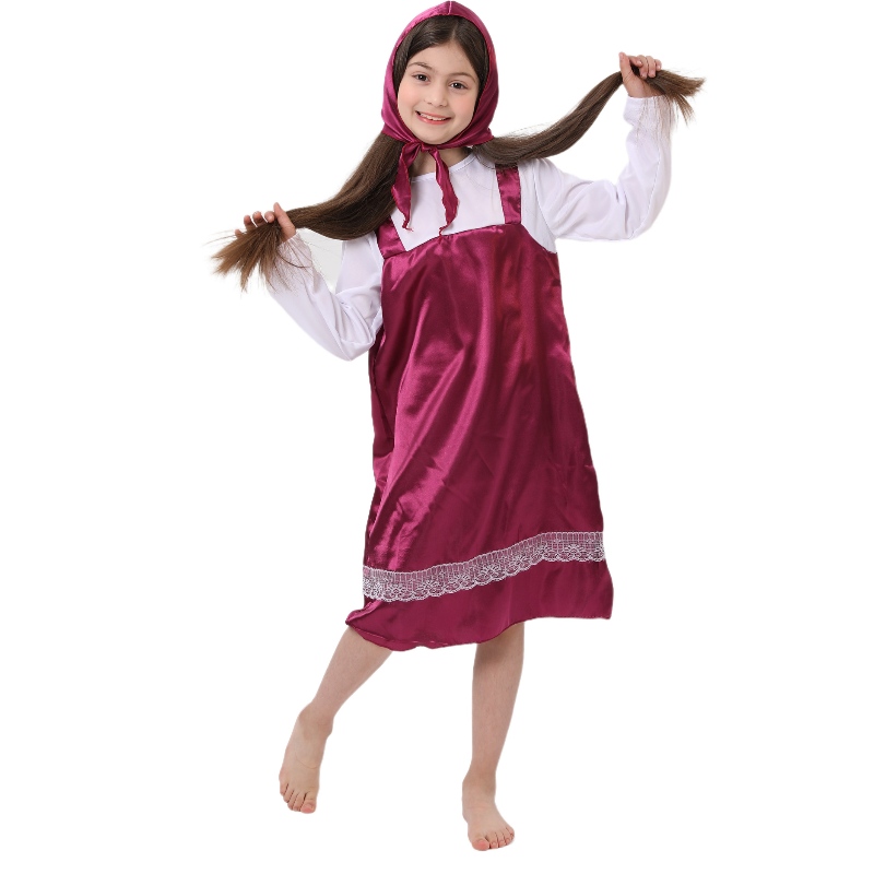 Vânzare fierbinte drăguță două bucăți mici rochie de capotă roșie de călărie costume de Halloween pentru fete