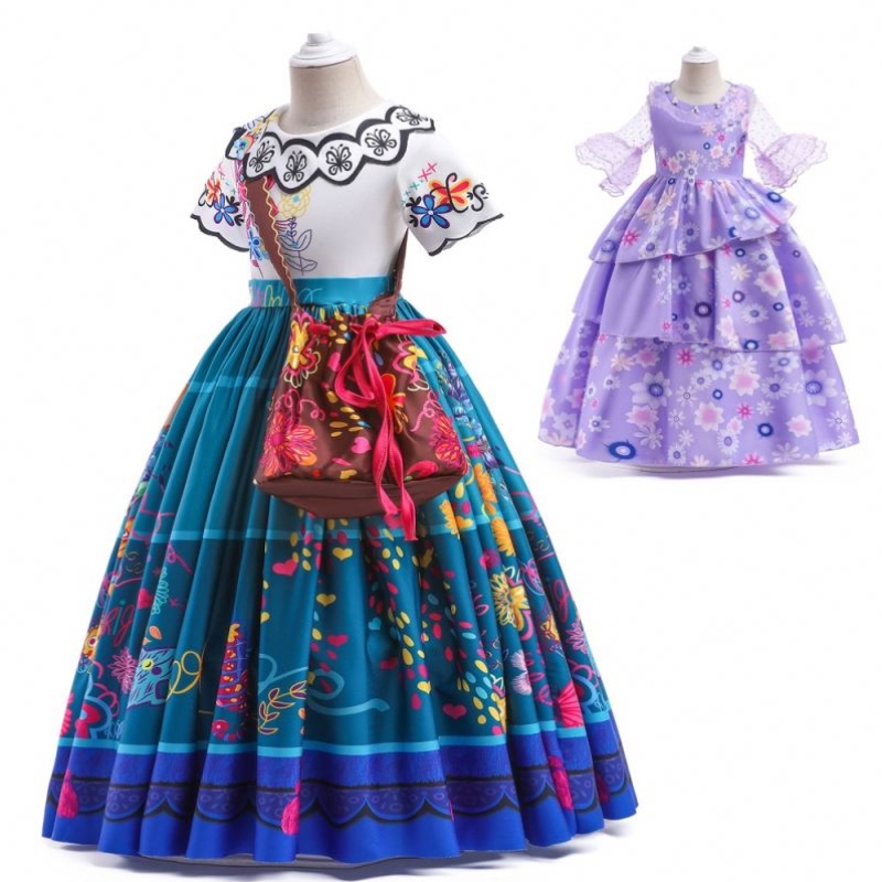 Baige Encanto Mirabel Isabella Purple Girl Rochie cu mâneci lunginoi carnaval pentru copii cosplay costum mfmw001