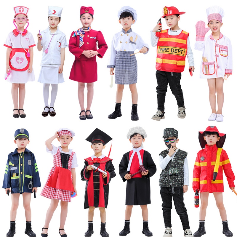 Copiii de Halloween Doctor cosplay Costum Grădiniță Rol-Play-Play Pompier Asistent Cook Costum Poliție Asistenți Piloți Costume